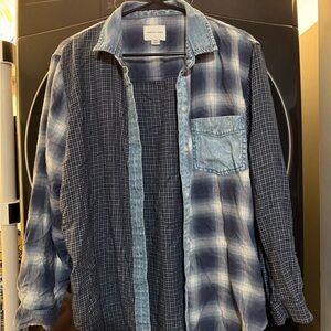 Blue Plaid Button-Up Shirt
